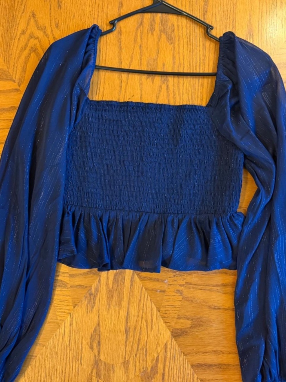 Forever 21 Navy Peplum Crop Top, size Medium